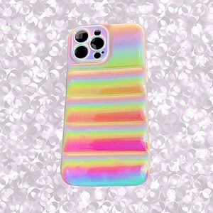Ivory OFF White iPhone 13 PRO Metallic Ombre Iridescent Pearlized BUBBLE Puffer